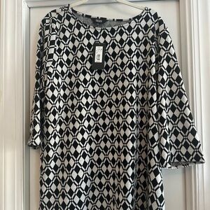 Slim Factor by Investments Black and White Plaid Women's Top